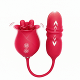 Lurevibe - Rose Romeo 3in1 Dual Tongue Rose Adult Toys Vibrators with 10 Licking & 10 Thrust, Clitoral Nipple Anal G Spot Vibrator
