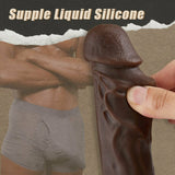 Lurevibe - 9.05 Inch Realistic 8 Thrusting Vibrating Heating Black Dildo with Remote Control