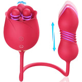 Lurevibe - S475-7 4-in-1 Three Pistils Rose Toy With Telescopic Egg